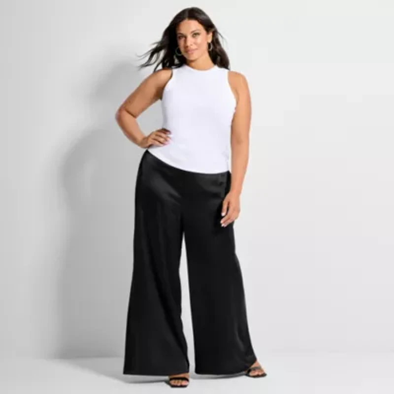 Ashley Graham Women's Plus High Neck Rib Tank