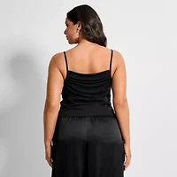 Ashley Graham Women's Plus Shirred Knit Crepe Tank