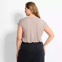 Ashley Graham Women's Plus Knit Bubble Top
