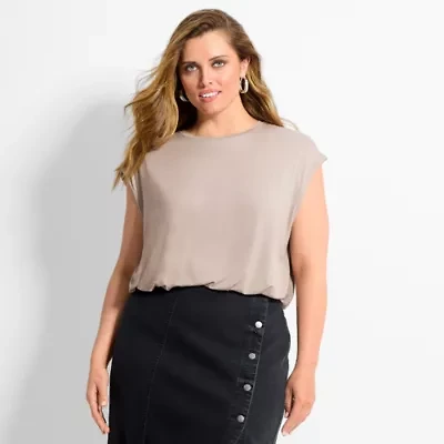 Ashley Graham Women's Plus Knit Bubble Top
