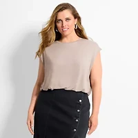 Ashley Graham Women's Plus Knit Bubble Top
