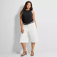 Ashley Graham Women's Plus High Neck Rib Tank