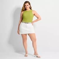 Ashley Graham Women's Plus High Neck Rib Tank
