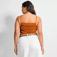Ashley Graham Women's Plus Shirred Crepe Tank