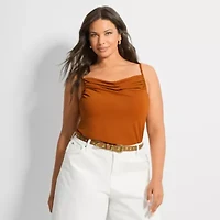 Ashley Graham Women's Plus Shirred Crepe Tank