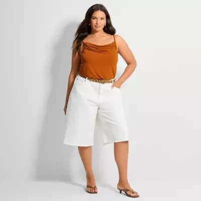 Ashley Graham Women's Plus Shirred Crepe Tank