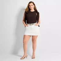 Ashley Graham Women's Plus High Neck Rib Tank