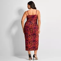 Ashley Graham Women's Plus Ruched Bodycon Midi Dress