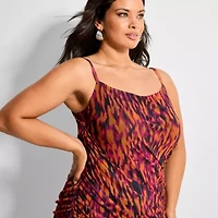 Ashley Graham Women's Plus Ruched Bodycon Midi Dress