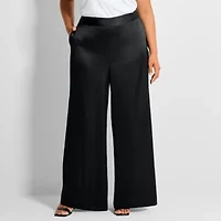 Ashley Graham Women's Plus Satin Pull on Pant