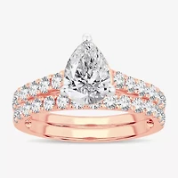 (H-I / SI1-SI2) Signature By Modern Bride Womens 2 1/2 CT. TW. Lab Grown White Diamond 14K Gold Pear Bridal Set
