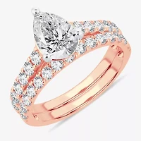 (H-I / SI1-SI2) Signature By Modern Bride Womens 2 1/2 CT. TW. Lab Grown White Diamond 14K Gold Pear Bridal Set