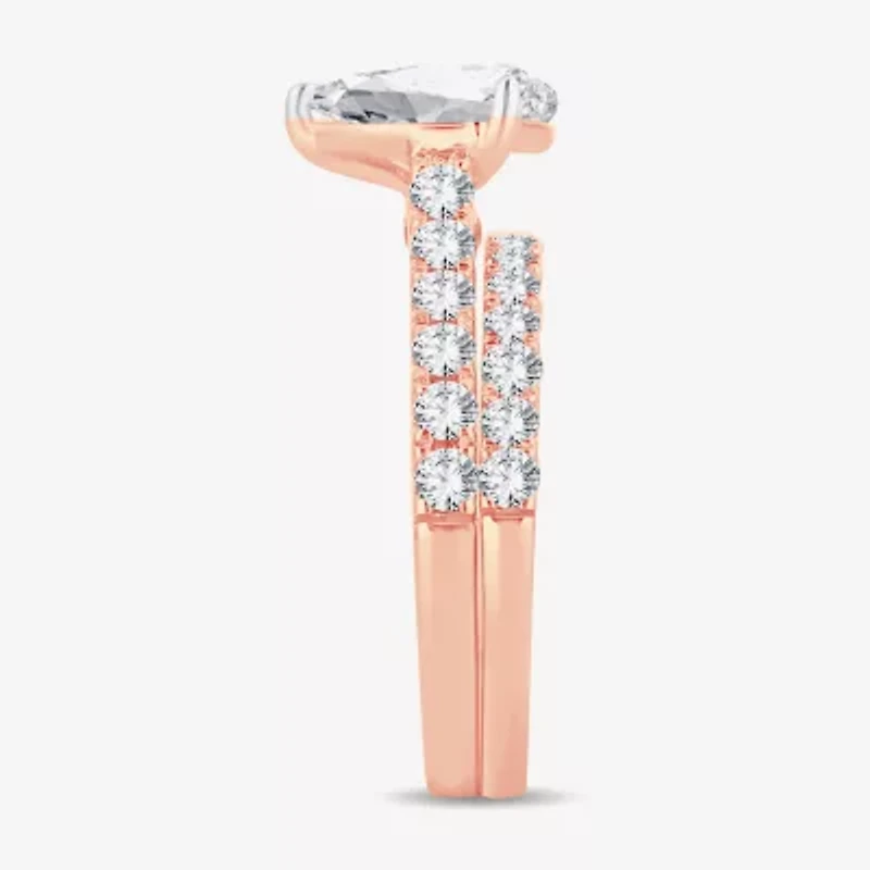 (H-I / SI1-SI2) Signature By Modern Bride Womens 2 1/2 CT. TW. Lab Grown White Diamond 14K Gold Pear Bridal Set