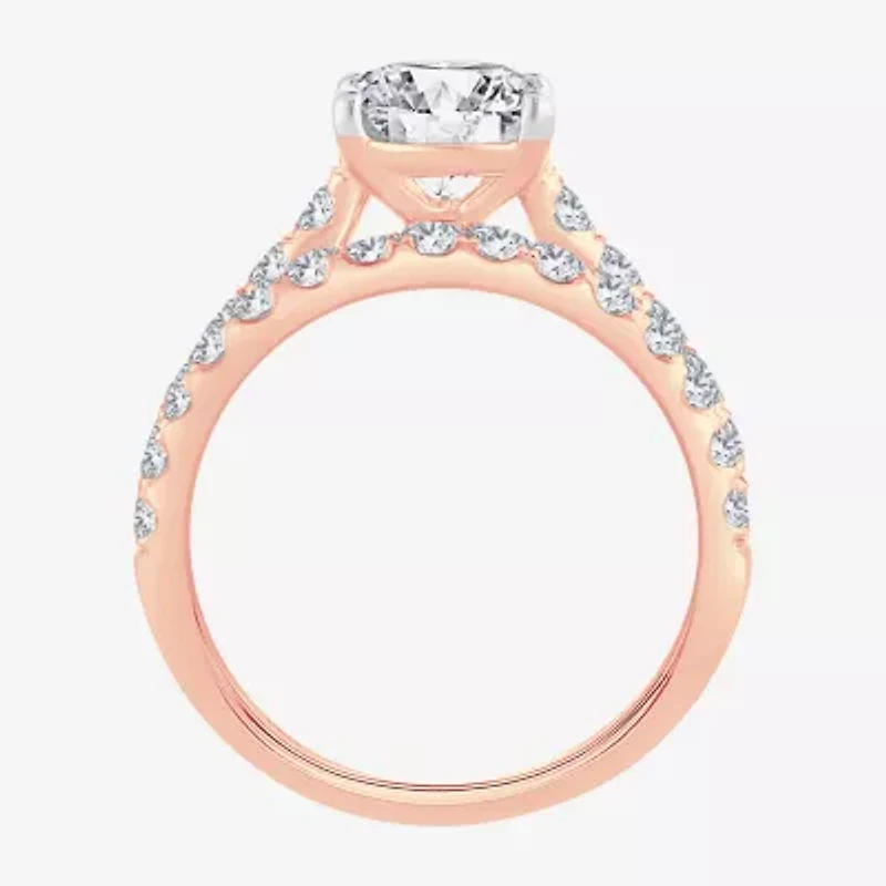 (H-I / SI1-SI2) Signature By Modern Bride Womens 2 1/2 CT. TW. Lab Grown White Diamond 14K Gold Oval Bridal Set