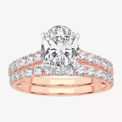 (H-I / SI1-SI2) Signature By Modern Bride Womens 2 1/2 CT. TW. Lab Grown White Diamond 14K Gold Oval Bridal Set