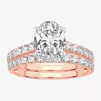 (H-I / SI1-SI2) Signature By Modern Bride Womens 2 1/2 CT. TW. Lab Grown White Diamond 14K Gold Oval Bridal Set