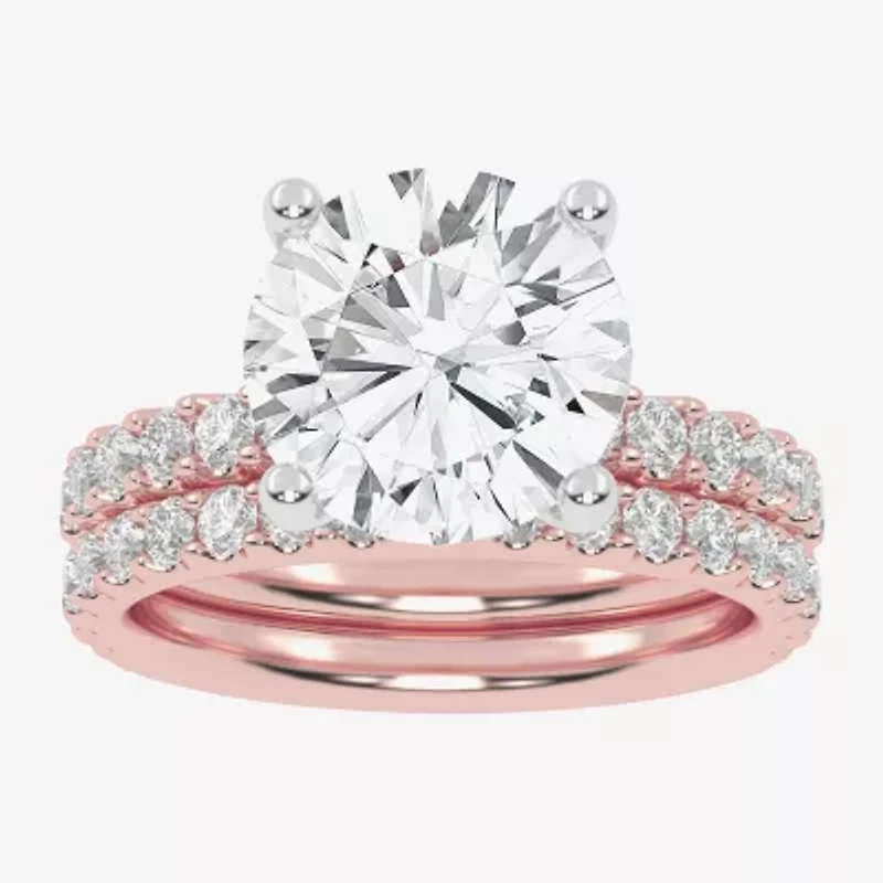 Signature By Modern Bride (G / Vs2-Si1) Womens 6 CT. T.W. Lab Grown White Diamond 14K Gold Round Side Stone Bridal Set