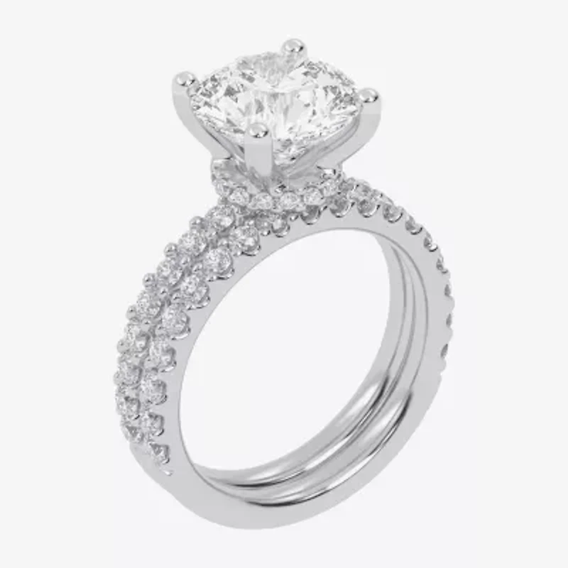 Signature By Modern Bride (G / Vs2-Si1) Womens 6 CT. T.W. Lab Grown White Diamond 14K Gold Round Side Stone Bridal Set