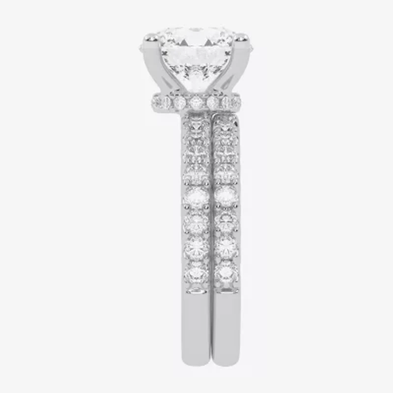 Signature By Modern Bride (G / Vs2-Si1) Womens 6 CT. T.W. Lab Grown White Diamond 14K Gold Round Side Stone Bridal Set