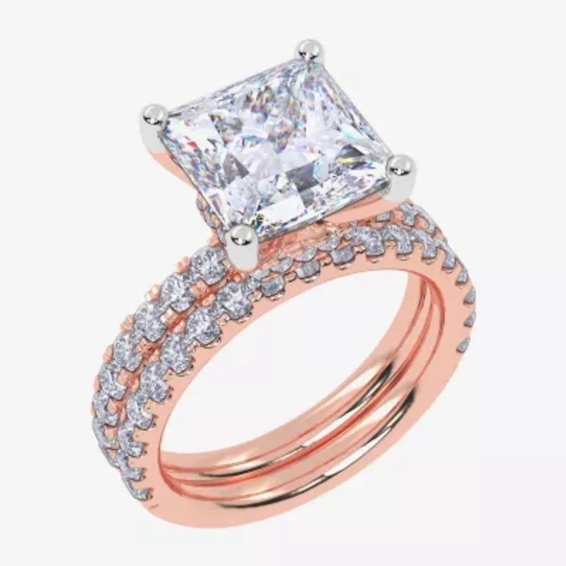 (G / Vs2-Si1) Womens 6 CT. T.W. Lab Grown White Diamond 14K Gold Side Stone Bridal Set