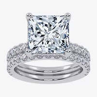 (G / Vs2-Si1) Womens 6 CT. T.W. Lab Grown White Diamond 14K Gold Side Stone Bridal Set