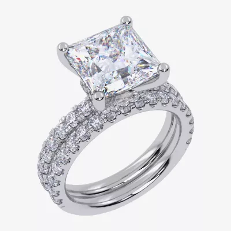 (G / Vs2-Si1) Womens 6 CT. T.W. Lab Grown White Diamond 14K Gold Side Stone Bridal Set