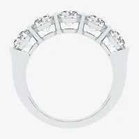 (F / Vs2) Womens 23.MM 4 CT. T.W. Lab Grown White Diamond 10K Gold Oval 5-Stone Wedding Band