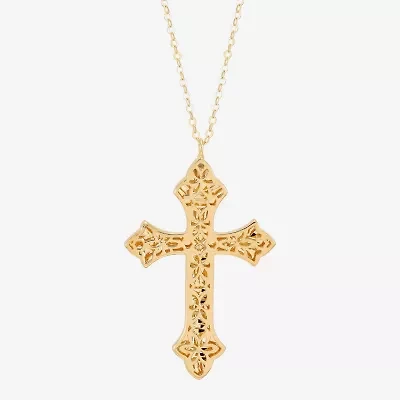 Made in Italy Cross Womens 10K Gold Cross 16 Inch Pendant Necklace