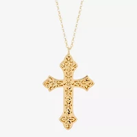 Made in Italy Cross Womens 10K Gold Cross 16 Inch Pendant Necklace