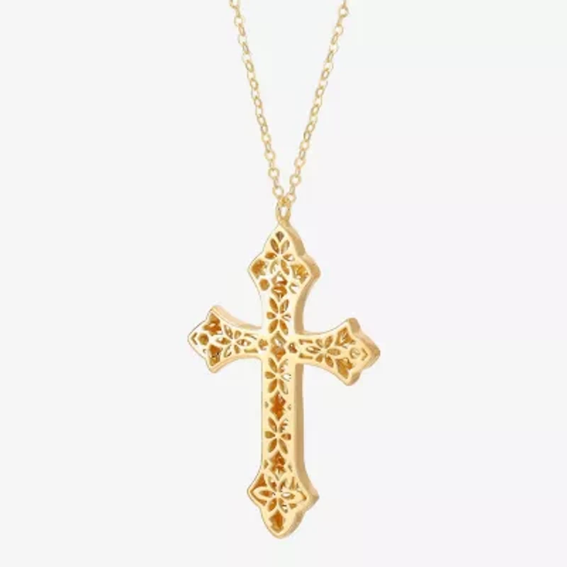 Made in Italy Cross Womens 10K Gold Cross 16 Inch Pendant Necklace