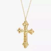 Made in Italy Cross Womens 10K Gold Cross 16 Inch Pendant Necklace