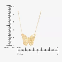Made in Italy Womens 10K Gold Butterfly 18 Inch Pendant Necklace