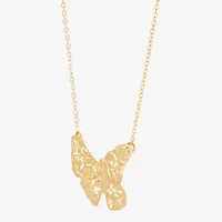Made in Italy Womens 10K Gold Butterfly 18 Inch Pendant Necklace