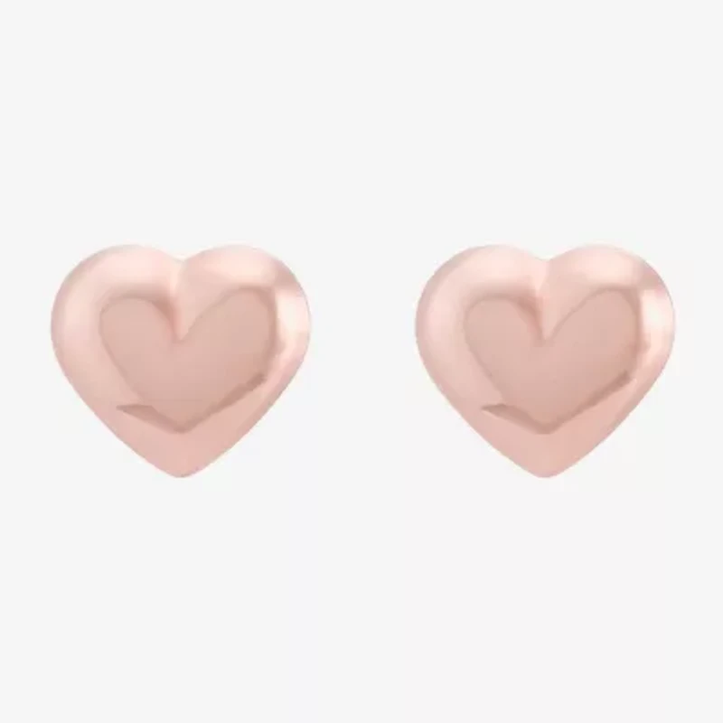 14K Gold 5.5mm Heart Stud Earrings