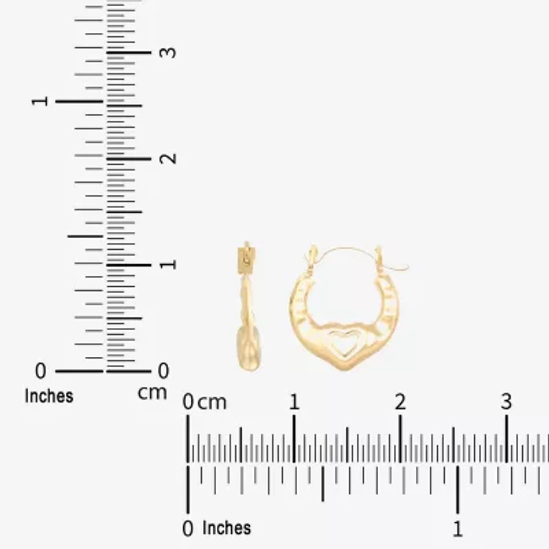 Girls 14K Gold 12.3mm Heart Hoop Earrings
