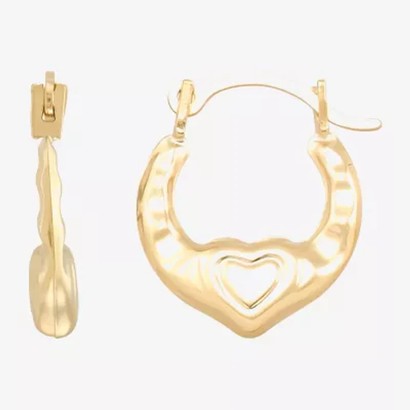Girls 14K Gold 12.3mm Heart Hoop Earrings