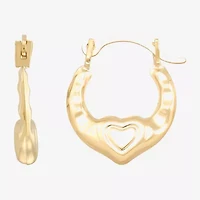 Girls 14K Gold 12.3mm Heart Hoop Earrings