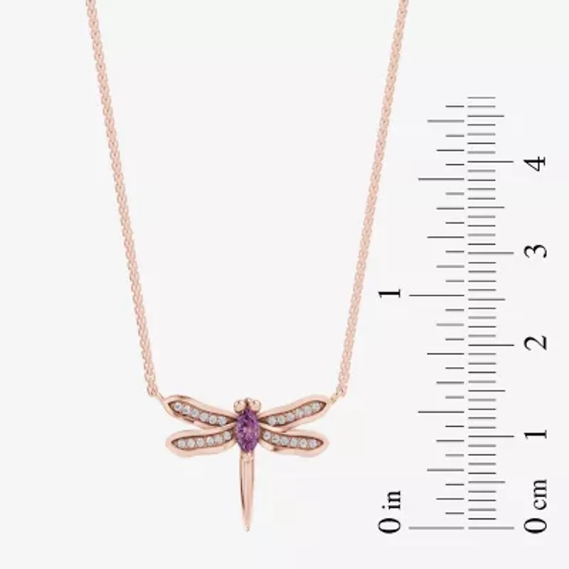 Enchanted Disney Fine Jewelry Womens Diamond Accent Genuine Red Rhodolite 14K Gold 17 1/4 Inch Pendant Necklace