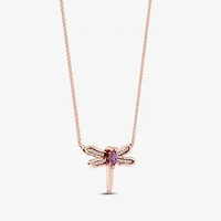 Enchanted Disney Fine Jewelry Womens Diamond Accent Genuine Red Rhodolite 14K Gold 17 1/4 Inch Pendant Necklace