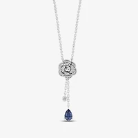 Enchanted Disney Fine Jewelry Womens 1/8 CT. T.W. Genuine Blue Sapphire Sterling Silver Flower 18 Inch Pendant Necklace