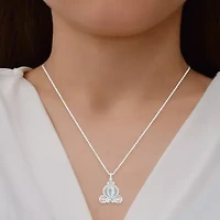 Enchanted Disney Fine Jewelry Womens 1/6 CT. T.W. White Mother Of Pearl Sterling Silver 16 Inch Pendant Necklace
