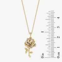 Enchanted Disney Fine Jewelry Womens 1/10 CT. T.W. Natural White Diamond 14K Gold Flower 16 Inch Pendant Necklace