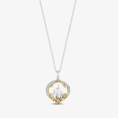 Enchanted Disney Fine Jewelry Womens 1/6 CT. T.W. Natural White Diamond 14K Gold Sterling Silver 16 Inch Pendant Necklace