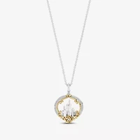 Enchanted Disney Fine Jewelry Womens 1/6 CT. T.W. Natural White Diamond 14K Gold Sterling Silver 16 Inch Pendant Necklace