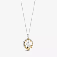 Enchanted Disney Fine Jewelry Womens 1/6 CT. T.W. Natural White Diamond 14K Gold Sterling Silver 16 Inch Pendant Necklace