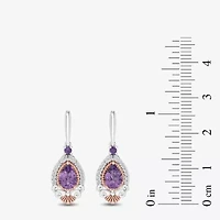 Womens 1/6 CT. T.W. Genuine Purple Amethyst 14K Rose Gold Sterling Silver Ariel Princess The Little Mermaid Drop Earrings
