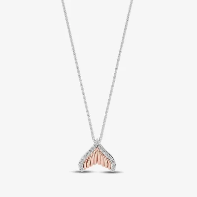 Enchanted Disney Fine Jewelry Womens 1/6 CT. T.W. Natural White Diamond 10K Rose Gold Sterling Silver 17 Inch Pendant Necklace