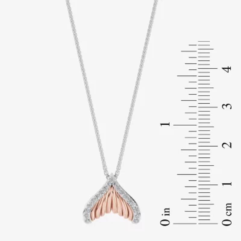 Enchanted Disney Fine Jewelry Womens 1/6 CT. T.W. Natural White Diamond 10K Rose Gold Sterling Silver 17 Inch Pendant Necklace