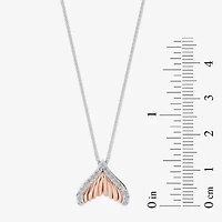 Enchanted Disney Fine Jewelry Womens 1/6 CT. T.W. Natural White Diamond 10K Rose Gold Sterling Silver 17 Inch Pendant Necklace