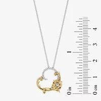 Enchanted Disney Fine Jewelry Womens 1/10 CT. T.W. Natural White Diamond 14K Gold Sterling Silver 16 Inch Pendant Necklace